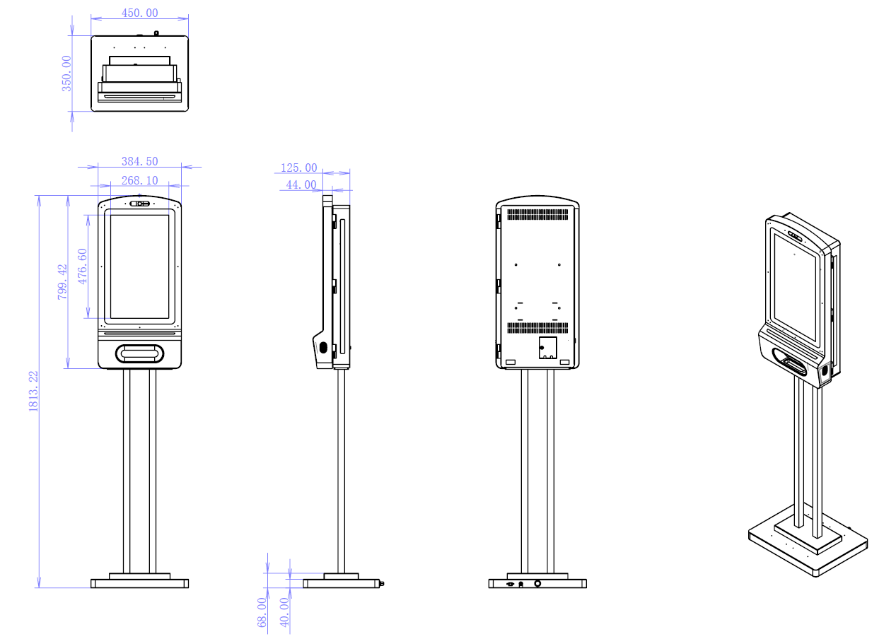 Digital Hand Sanitizer Wall Mount Display Dimensions