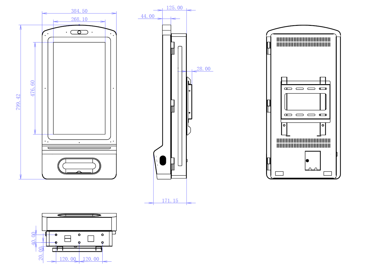 Digital Hand Sanitizer Wall Mount Display Dimensions