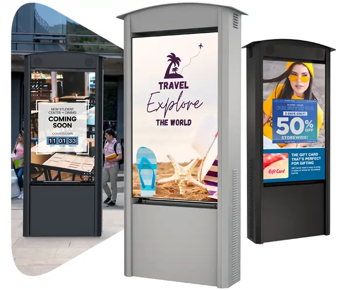 Kiosque extérieur autonome double face Duraline