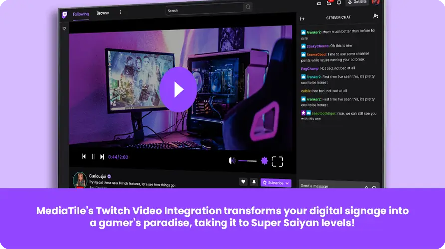 Bannière d'intégration vidéo Twitch
