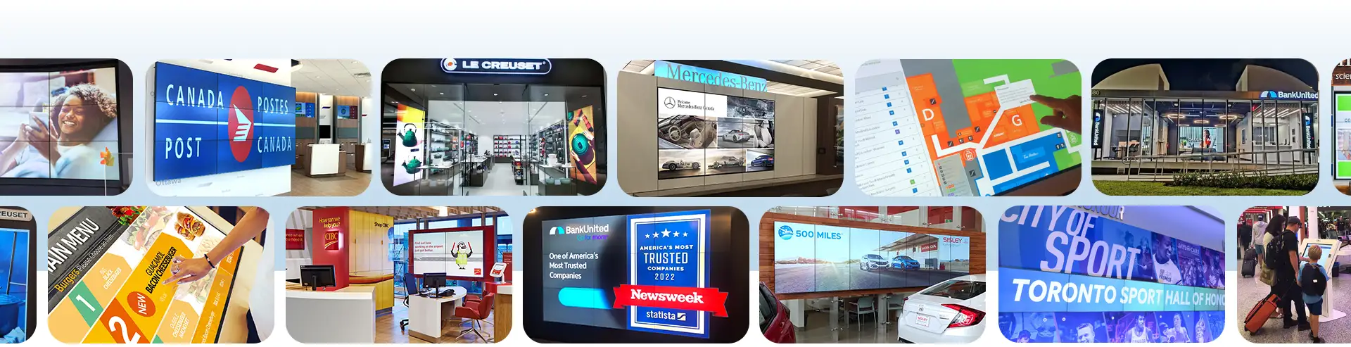 MediaTile digital signage client installations