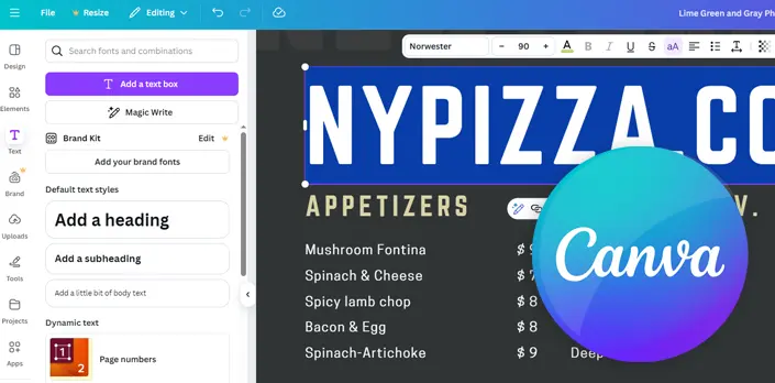 canva menu boards