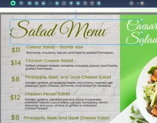 Mises à jour du menu numérique