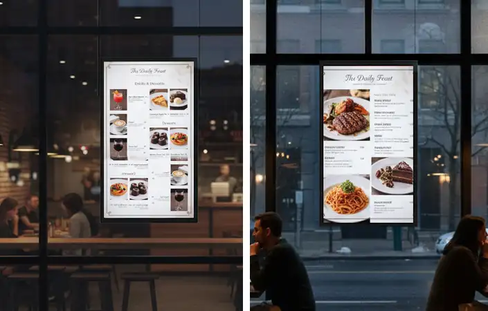 tableros de menú digitales de doble cara