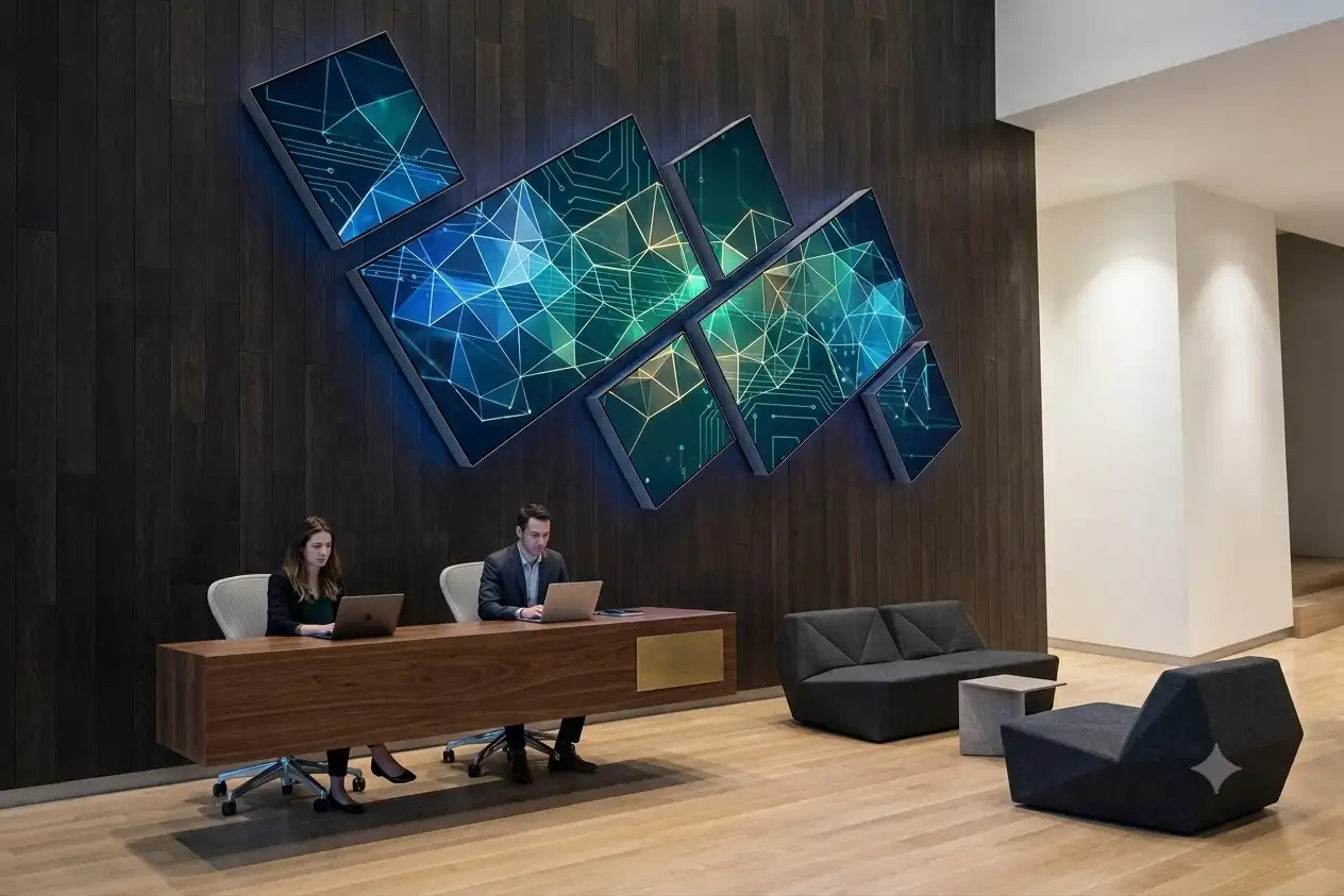 Configuración de videowall en mosaico de MediaTile en orientación vertical y mixta.