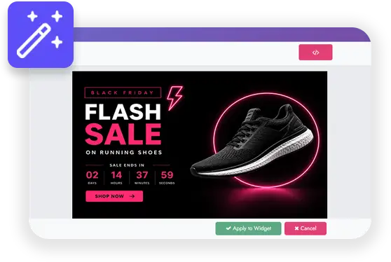 AI Generates step: the widget building a finished Black Friday flash sale layout