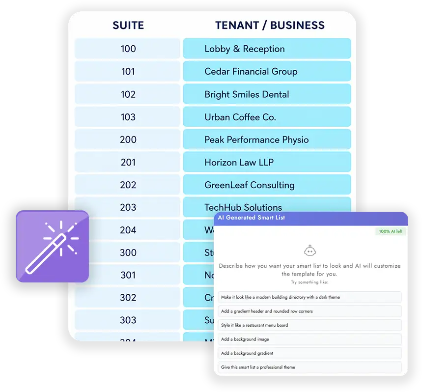 AI applying improved styling to a Smart List tenant directory while keeping the data