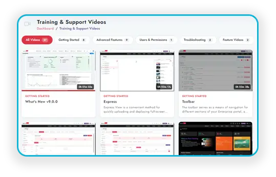 Contextual help with articles, tutorials, and videos