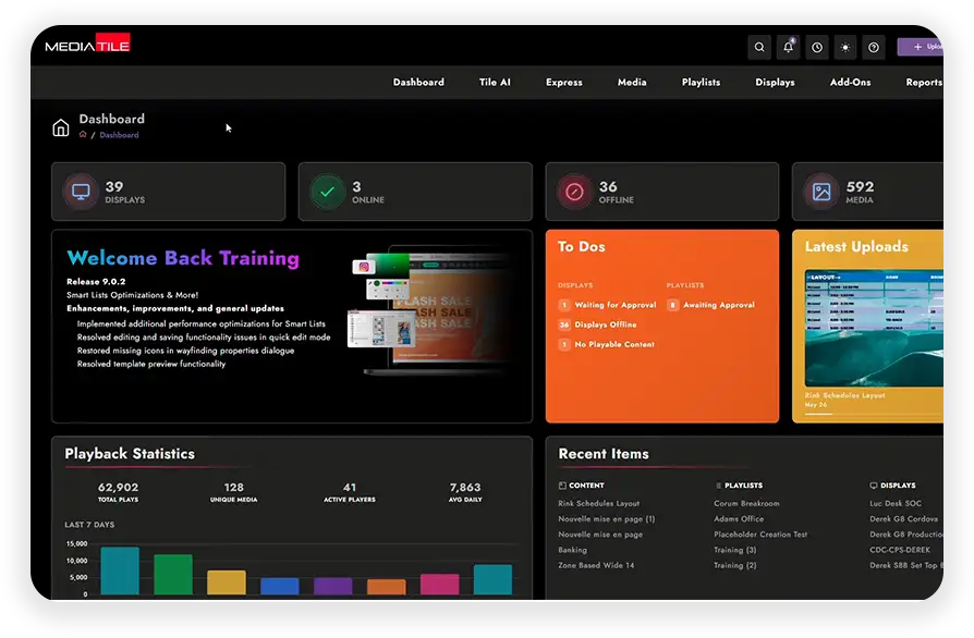 Redesigned V9 dashboard with cleaner navigation and quick access to tools
