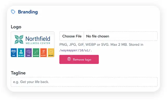 Uploading a tenant logo and tagline onto a unit in the wayfinding map editor