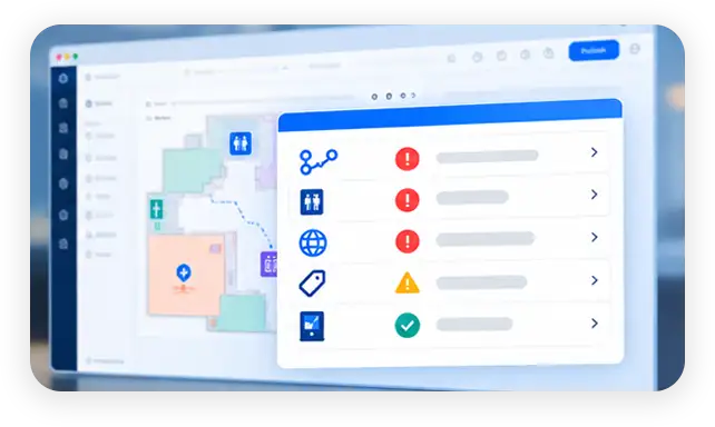 Readiness audit listing unroutable destinations and untranslated text before publishing